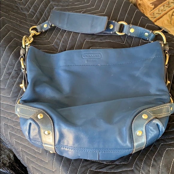 Coach Bags Blue Leather Coach Purse Poshmark